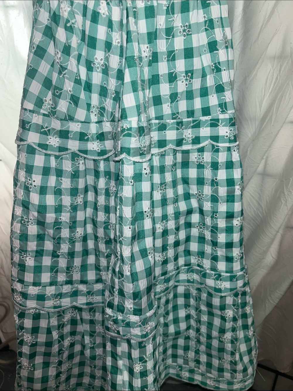 miami Green and White Gingham Tie-Front Sundress never worn. Size large - Picture 9 of 11